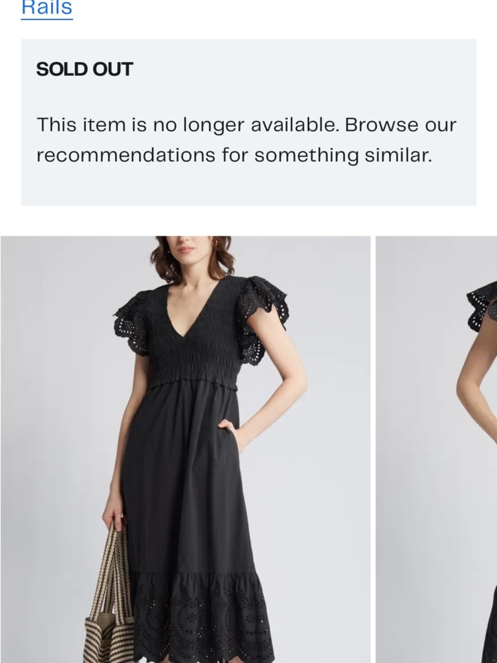 Rails Black Eyelet Flutter Sleeve Midi Dress
